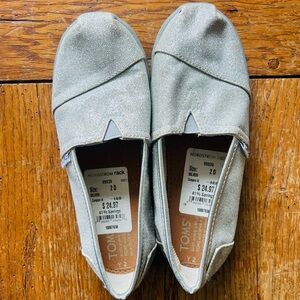 TOMS Silver Canvas Slip-Ons
